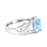 Art Deco Oval Natural Stone Trinity Ring