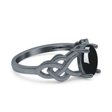 Art Deco Oval Natural Stone Trinity Ring