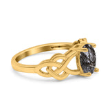 Art Deco Oval Natural Stone Trinity Ring