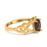 Art Deco Oval Natural Stone Trinity Ring