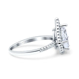 Pear Teardrop Natural Stone Halo Ring