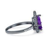 Pear Teardrop Natural Stone Halo Ring