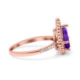 Pear Teardrop Natural Stone Halo Ring