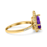 Pear Teardrop Natural Stone Halo Ring