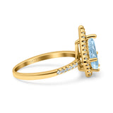 Pear Teardrop Natural Stone Halo Ring