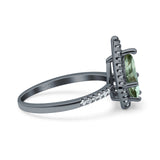 Pear Teardrop Natural Stone Halo Ring