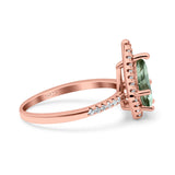 Pear Teardrop Natural Stone Halo Ring