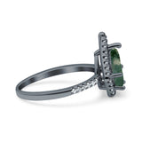 Pear Teardrop Natural Stone Halo Ring