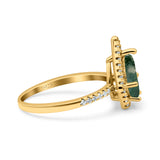 Pear Teardrop Natural Stone Halo Ring