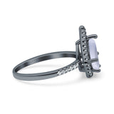 Pear Teardrop Natural Stone Halo Ring