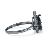 Pear Teardrop Natural Stone Halo Ring