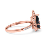 Pear Teardrop Natural Stone Halo Ring