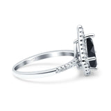 Pear Teardrop Natural Stone Halo Ring