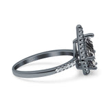 Pear Teardrop Natural Stone Halo Ring