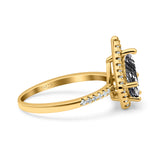 Pear Teardrop Natural Stone Halo Ring