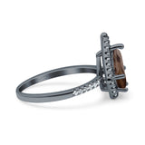 Pear Teardrop Natural Stone Halo Ring