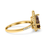 Pear Teardrop Natural Stone Halo Ring