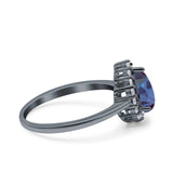 Pear Teardrop Natural Stone Halo Ring