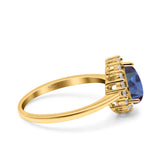 Pear Teardrop Natural Stone Halo Ring