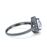 Pear Teardrop Natural Stone Halo Ring