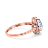 Pear Teardrop Natural Stone Halo Ring