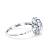 Pear Teardrop Natural Stone Halo Ring