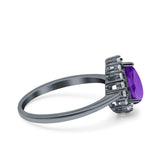 Pear Teardrop Natural Stone Halo Ring