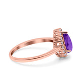 Pear Teardrop Natural Stone Halo Ring