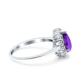 Pear Teardrop Natural Stone Halo Ring