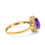 Pear Teardrop Natural Stone Halo Ring