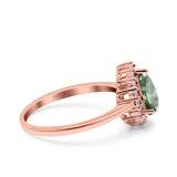 Pear Teardrop Natural Stone Halo Ring