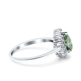 Pear Teardrop Natural Stone Halo Ring