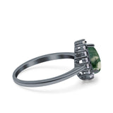 Pear Teardrop Natural Stone Halo Ring