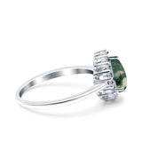 Pear Teardrop Natural Stone Halo Ring