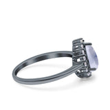 Pear Teardrop Natural Stone Halo Ring