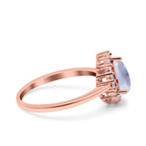 Pear Teardrop Natural Stone Halo Ring
