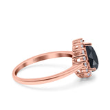 Pear Teardrop Natural Stone Halo Ring