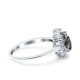 Pear Teardrop Natural Stone Halo Ring