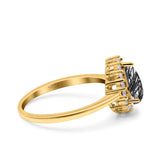 Pear Teardrop Natural Stone Halo Ring
