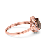 Pear Teardrop Natural Stone Halo Ring