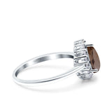 Pear Teardrop Natural Stone Halo Ring