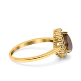 Pear Teardrop Natural Stone Halo Ring