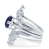 Three Piece Round Natural Stone Cocktail Ring