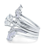 Three Piece Round Natural Stone Cocktail Ring