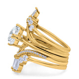 Three Piece Round Natural Stone Cocktail Ring