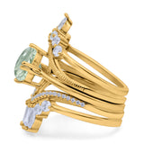 Three Piece Round Natural Stone Cocktail Ring