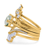 Three Piece Round Natural Stone Cocktail Ring