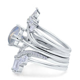 Three Piece Round Natural Stone Cocktail Ring