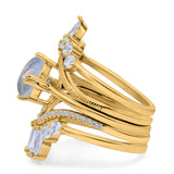 Three Piece Round Natural Stone Cocktail Ring