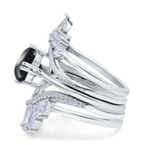 Three Piece Round Natural Stone Cocktail Ring